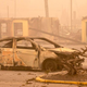 A burned car destroyed by the 2020 Beachie Creek Fire in Salem, Oregon.